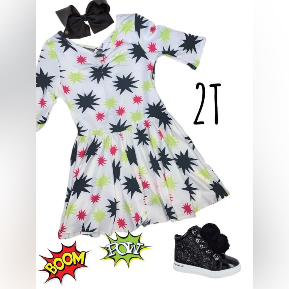 Dot Dot Smile Starburst Dress - Black, Pink, Green